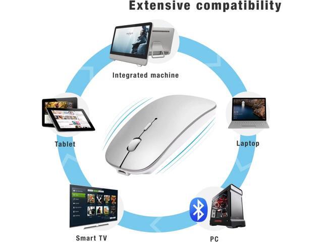 Bluetooth Mouse for Laptop/iPad/iPhone/Mac(iOS 13.1.2 and Above)/Android PC,Wireless Mouse Slim USB Rechargable Quiet Mice Compatible with...