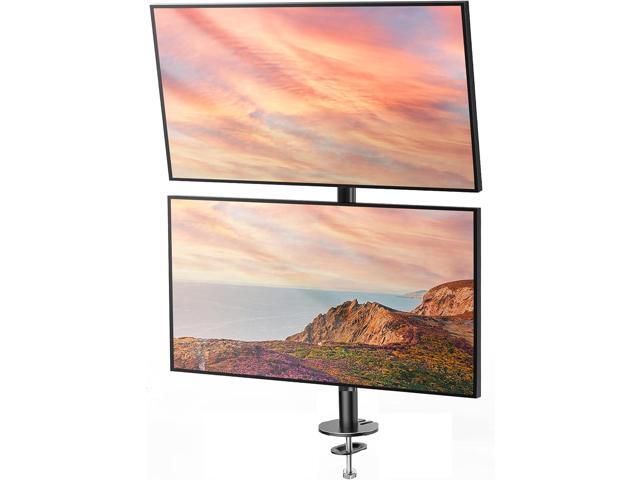 HUANUO Vertical Dual Monitor Mount, Stacked Monitor Stand for 2 Monitors with Height Adjustment Computer Monitor Arm Supports Two 17 to 32 Inch...