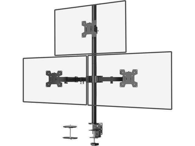 WALI Triple Monitor Desk Mount, Fully Adjustable Three Monitor Stand Fits 3 Screens up to 27 inch, 22 lbs, Weight Capacity per Arm (M003), Black