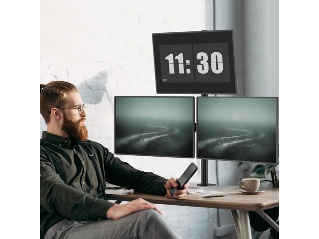 WALI Triple Monitor Desk Mount, Fully Adjustable Three Monitor Stand Fits 3 Screens up to 27 inch, 22 lbs, Weight Capacity per Arm (M003), Black
