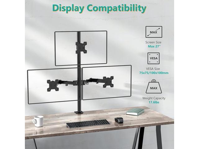 WALI Triple Monitor Desk Mount, Fully Adjustable Three Monitor Stand Fits 3 Screens up to 27 inch, 22 lbs, Weight Capacity per Arm (M003), Black