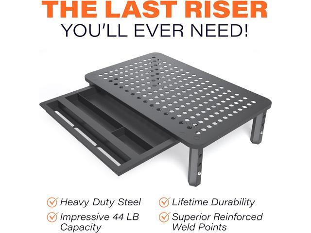 Back Saver Monitor Stand for Desk - 2 Pack Monitor Riser with Drawer - Gain 5 Weeks a Year, Less Pain & Peak Productivity with Anti Skid Mesh Metal...