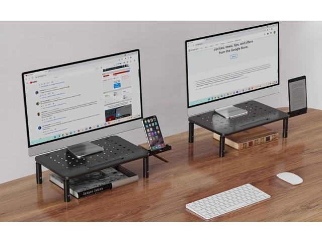 Zimilar 2 Pack Monitor Stand, 3 Height Adjustable Stand with Unique Star Mesh for Computer, Laptop, Printer, Notebook, iMac, Premium Metal Monitor...