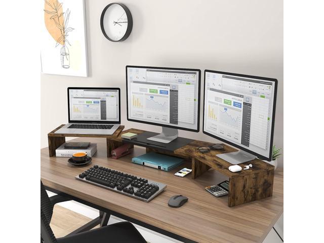 WESTREE Triple Dual Monitor Stand Riser, Extra Long Monitor Stand for 1~2~3 Monitors, Monitor Stand with Length and Angle Adjustable, 3 Shelf...