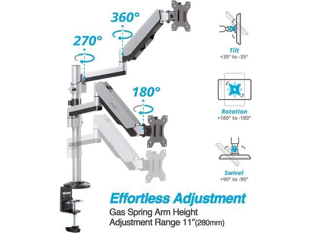 AVLT Dual 17'-32' Stacked Monitor Arm Desk Mount fits Two Flat/Curved Monitor Full Motion Height Swivel Tilt Rotation Adjustable Monitor Arm -...