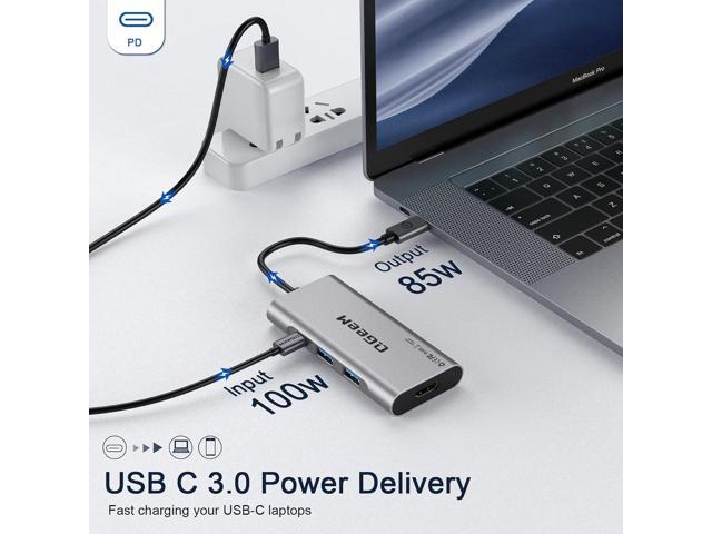 USB C Hub, QGeeM USB C to HDMI Adapter 4k, 7 in 1 USB C Dongle with 100W Power Delivery,3 USB 3.0 Ports, SD/TF Card Reader, Compatible for iPhone...