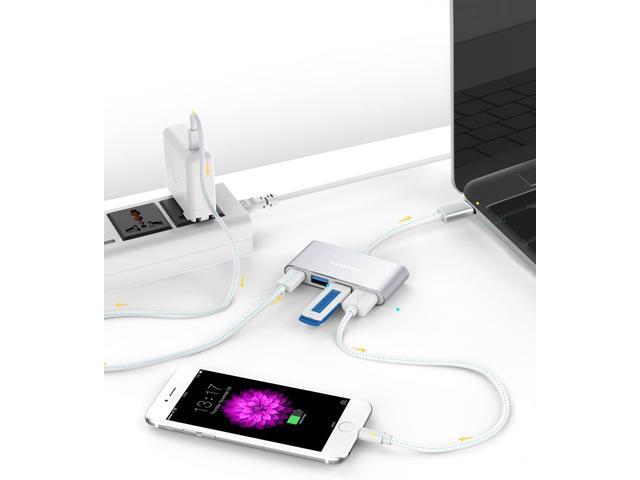 LENTION 4-in-1 USB-C Hub with Type C, USB 3.0, USB 2.0 Compatible 2023-2016 MacBook Pro 13/14/15/16, New Mac Air/Surface, ChromeBook, More,...