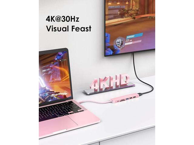 LENTION USB C Hub with 100W Charging, 4K HDMI, Dual Card Reader, USB 3.0 & 2.0 Compatible 2023-2016 MacBook Pro, New Mac Air/Surface, Chromebook,...