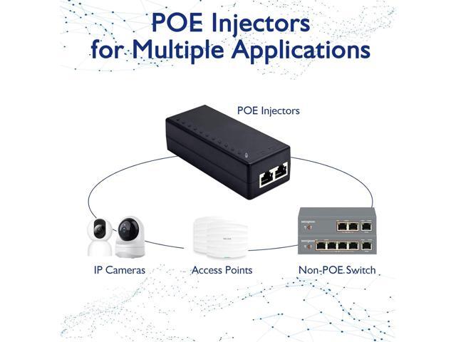Gigabit PoE+ Injector Adapter - 30W 48V Power Over Ethernet Plus - 10/100/1000Mbps IEEE 802.3af/at Compliant - Up to 100 M (328 ft) Range, by...