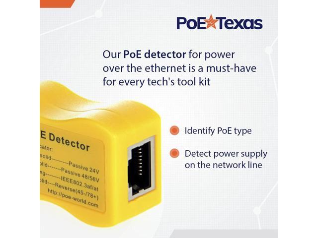 PoE Detector for IEEE 802.3 or Passive PoE - Quickly Identify Power Over Ethernet; Display Indicates Passive or 802.3af/at; 24v, 48v, or 56v; and...