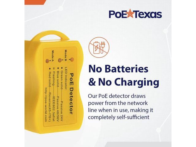 PoE Detector for IEEE 802.3 or Passive PoE - Quickly Identify Power Over Ethernet; Display Indicates Passive or 802.3af/at; 24v, 48v, or 56v; and...