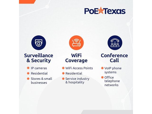 Poe Texas PoE Injector - Single Port Power Over Ethernet Passive PoE Adapter - 10/100/1000 Gigabit Data - Includes 48V 15W Power Supply - Wall...