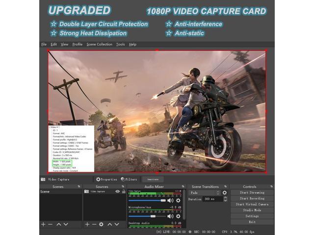 4K HDMI to USB 2.0 Video Capture Card 1080P Cam Link Card Game Capture Card Adapter Screen Record Capture Device for Streaming, Gaming, Video...