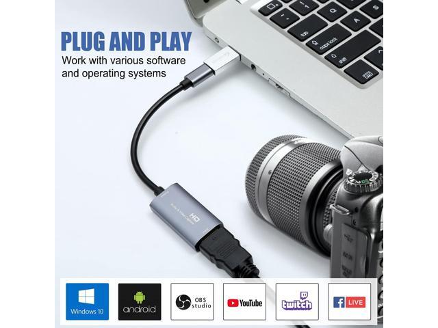 Guermok Video Capture Card, USB3.0 HDMI to USB C Audio Capture Card, 4K 1080P 60FPS Capture with Type-C Adapter Devices for Gaming Live Streaming...