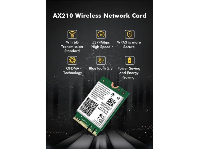 WiFi 6E Wireless Card Intel AX210 NGW Bluetooth 5.3 Tri-Band 5400Mbps Network Adapter for Laptop Support Windows 10/11 (64bit) M.2/NGFF