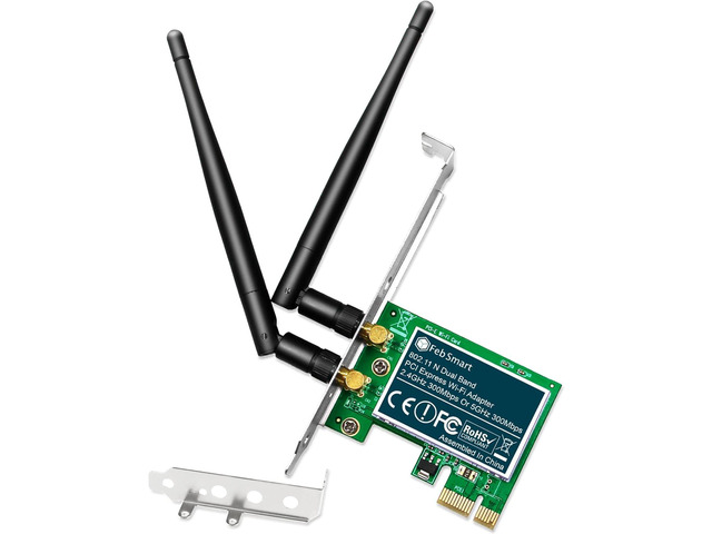 Wireless N Dual Band 600Mbps (2.4GHz 300Mbps or 5GHz 300Mbps) PCIE WiFi Adapter for Windows 11, 10, 8.x, 7, XP (32/64bit) and Windows Server...