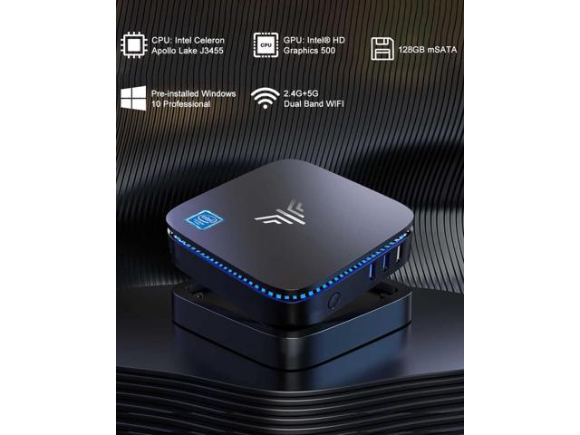 Mini PC Windows 10 Pro, 8GB RAM/128GB SSD Mini Desktop Computer Intel Celeron J3455 Processor, Quad Core Micro Computer 4K, Support mSATA, 2.5-inch...