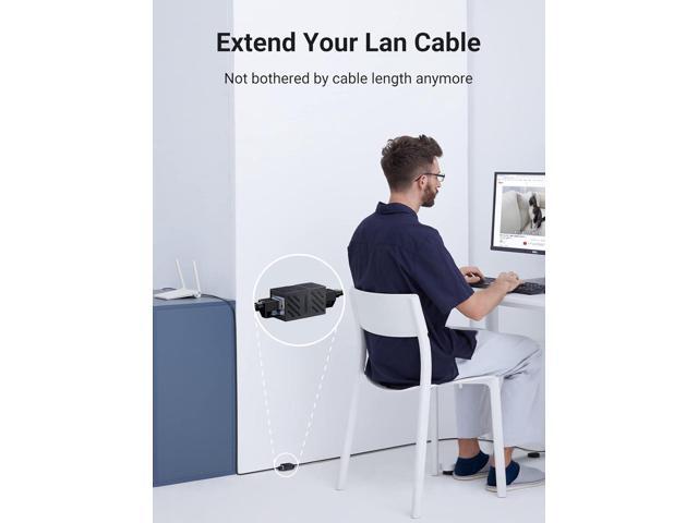 UGREEN RJ45 Coupler Ethernet Extender Connector 5 Pack Inline Coupler Cat7 Cat6 Cat5e Ethernet Cable Adapter Female to Female Black