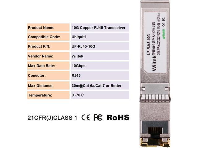 10G SFP+ to RJ45 Copper Modules, 1.25G/2.5G/5G/10GBase-T Ethernet Copper to SFP+ Transceiver Compatible for Ubiquiti Unifi UF-RJ45-10G...