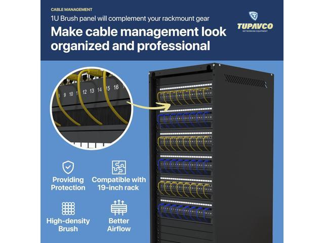 1U Brush Panel (2 Pack) 19 inch Rackmount Strip Cable Management Spacer for Network Server Rack Cabinet Enclosure - High Density Filler (Increased...
