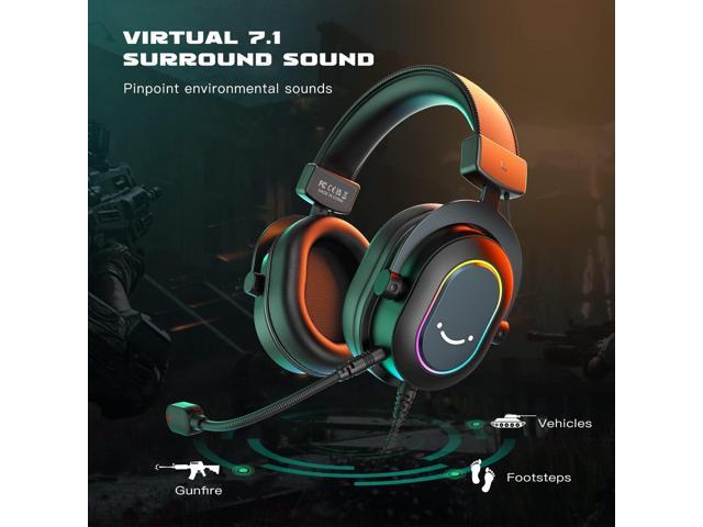 Gaming Headset for PC-Wired Headphones with Microphone-7.1 Surround Sound Computer USB Headset for Laptop, Streaming Headphones on PS4/PS5, with EQ...