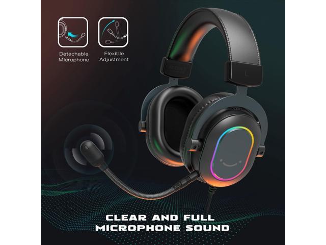 Gaming Headset for PC-Wired Headphones with Microphone-7.1 Surround Sound Computer USB Headset for Laptop, Streaming Headphones on PS4/PS5, with EQ...