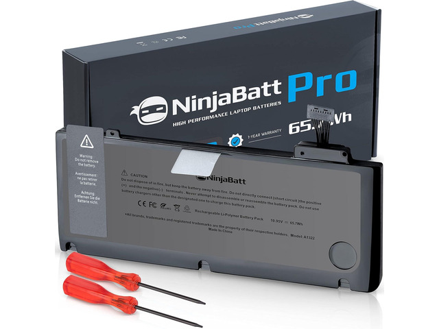 NinjaBatt Battery A1278 A1322 for Apple MacBook Pro 13' [Mid 2012 2010 2009 Early 2011 Late 2011] - High Performance [65.7Wh/10.95v]
