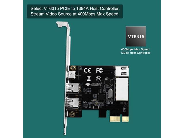 LinksTek 4-Ports 1394A PCIE FireWire 400 Expansion Card for Windows Desktop PCs, 3X 6Pin and 1X 4Pin 1394A 400Mbps Ports, with 4Pin-6Pin 1394A...