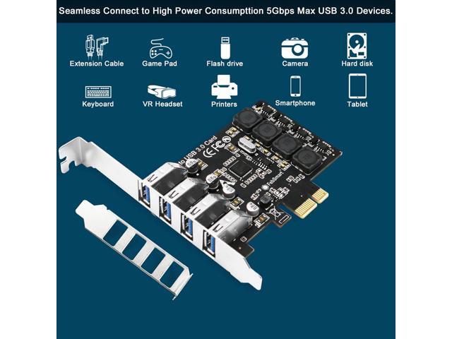 FebSmart PCIE 4-Ports Superspeed 5Gbps USB 3.0 Expansion Card for Windows 11, 10, 8.x, 7, Vista, XP Desktop PCs, Built in FebSmart Self-Powered...