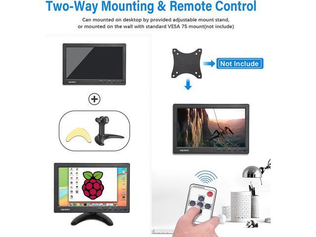 10.1 inch Security Monitor, 1024x600 Resolution Small HDMI Monitor Small Portable Monitor with Remote Control with Built-in Dual Speakers HDMI VGA...