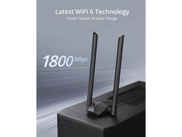 BrosTrend USB WiFi 6 Adapter AX1800 Long Range USB WiFi Adapter for PC Laptop Desktop 5GHz/1201Mbps + 2.4GHz/574Mbps Wireless Dongle with 2X High...