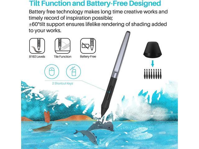 HUION H610 Pro V2 Graphic Drawing Tablet Android Supported Pen Tablet Tilt Function Battery-Free Stylus 8192 Pen Pressure with 8 Express Keys