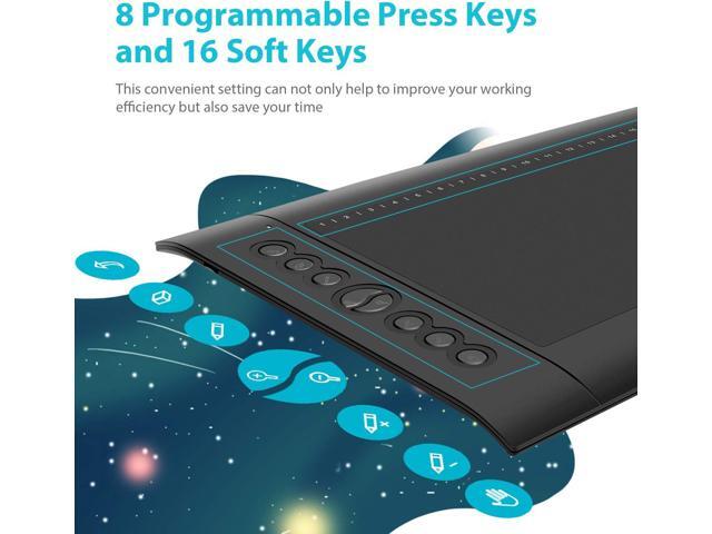 HUION H610 Pro V2 Graphic Drawing Tablet Android Supported Pen Tablet Tilt Function Battery-Free Stylus 8192 Pen Pressure with 8 Express Keys