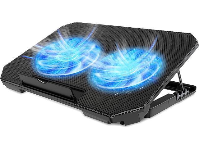 LIENS Laptop Cooling Pad with Adjustable Height Two 5.1 Inches Fan 2 USB Ports Suitable for 12'-15.6' LaptopsBlack