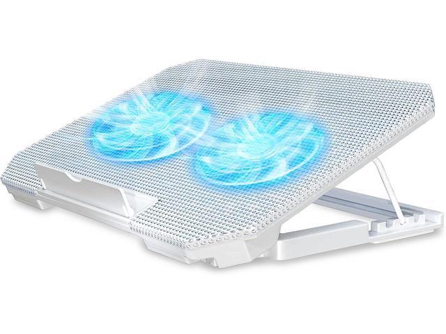 LIENS Laptop Cooling Pad with Adjustable Height Two 5.1 Inches Fan 2 USB Ports Suitable for 12'-15.6' LaptopsWhite