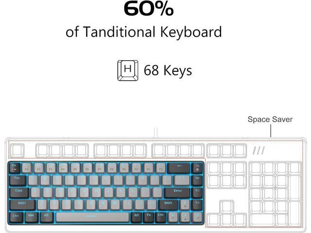 MageGee Portable 60% Mechanical Gaming Keyboard, MK-Box LED Backlit Compact 68 Keys Mini Wired Office Keyboard with Blue Switch for Windows Laptop...
