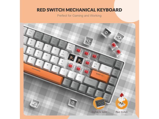 ZIYOU LANG RK-T8 Wired 65% Mechanical Gaming Keyboard with RGB LED Backlit Anti-ghosting TKL Mini 68 Key Custom Coiled C to A Cable Linear Red...