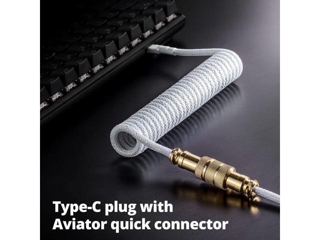 GUNMJO Starlight Coiled USB C Keyboard Cable for Gaming Keyboard, Double-Sleeved Mechanical Keyboard Cable with Detachable Metal Aviator, 1.5M...