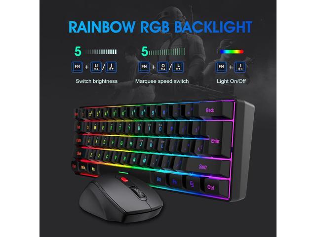 Snpurdiri 60% Wireless Gaming Keyboard and Mouse Combo, Include 2.4G Small Mini 60% Merchanical Feel Keyboard, Ergonomic Design Vertical Feel...