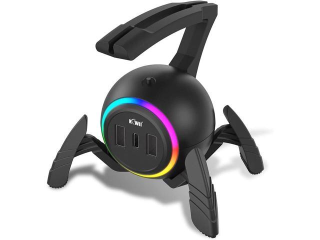KIWIFOTOS Mouse Bungee RGB Gaming Mouse Cord Holder Controller, Upgraded Flexible Cable Management Smart RGB LED Lights 2 Port USB Hub & 1 Type-C,...