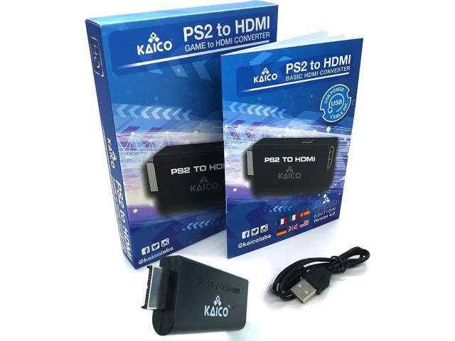 Kaico PS2 to HDMI Adapter for PlayStation 2, Plug & Play HDMI Converter Supports 480i, 480p, 576i, 576p and 1080i output, with built-in audio,.