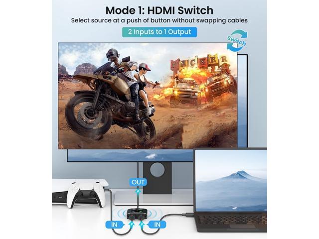 HDMI Switch Splitter 4K@60hz, Aluminum HDMI 2.0 Switcher 2 in 1 Out, HDMI Splitter 1 in 2 Out, Bi-Directional Switch Support 4K 3D HDR for Xbox...