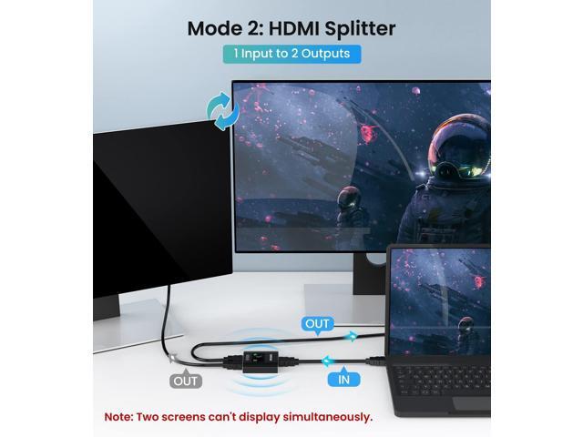 HDMI Switch Splitter 4K@60hz, Aluminum HDMI 2.0 Switcher 2 in 1 Out, HDMI Splitter 1 in 2 Out, Bi-Directional Switch Support 4K 3D HDR for Xbox...