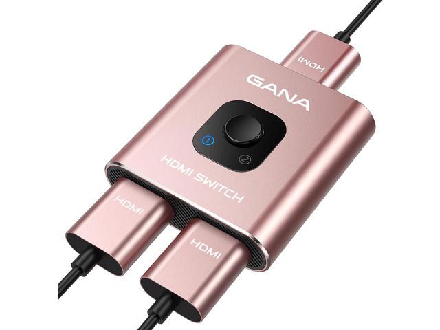 HDMI Switch 4k@60hz Splitter, GANA Aluminum Bidirectional HDMI Switcher 2 in 1 O