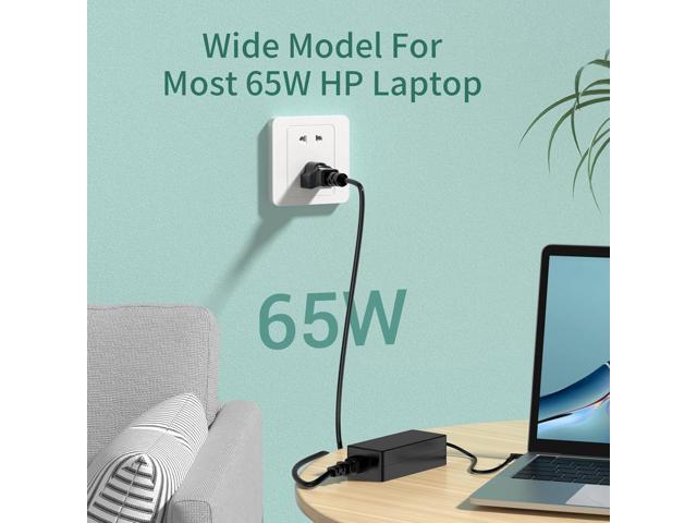 65W Replacement for HP Laptop Charger Probook, Envy, Pavilion, Stream, EliteBook, X360 Computer Charger Blue Tip Notebook PC Power Cord - 10ft
