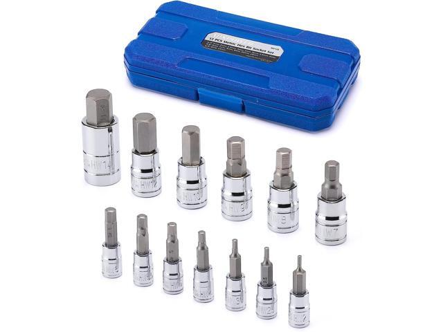 MIXPOWER 13 Piece Hex Bit Socket Set, S2 Steel Bit Socket Tool Kit, Metric, 2mm-14mm, Allen Bit Socket Kit
