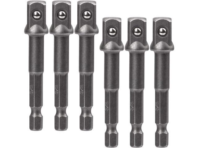 OIIKI 6 Pack 3/8 inch(10mm) Square Socket Adapter Bit Set, Impact Driver Power Bits for Automotive DIY-1/4 Hex Shank