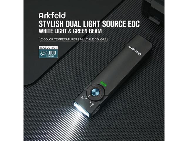 OLIGHT Arkfeld EDC Flat Flashlight, 1000 Lumens White LED Light with Green Beam Combo, Power by Rechargeable Built-in Battery for Outdoors,...