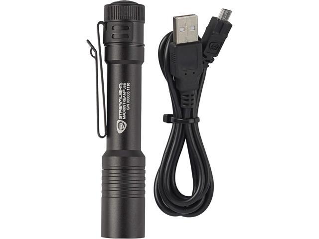 Streamlight 66320 MacroStream USB 500-Lumen 2000 Candela Rechargeable EDC Compact LED Flashlight with USB Cable, Black