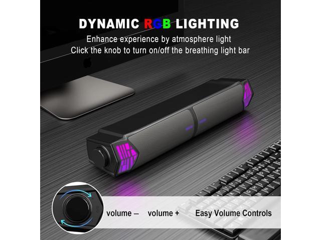 Smalody Gaming Speakers for PC, Computer Speakers for Desktop Monitor with Bluetooth, 2 in 1 Gradual RGB Computer Speaker Soundbar, Wired USB...